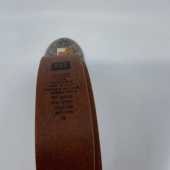 Vintage Y2K Brown Leather Belt with Statement Teal Rhinestone Buckle Gap Medium - Picture 3 of 7